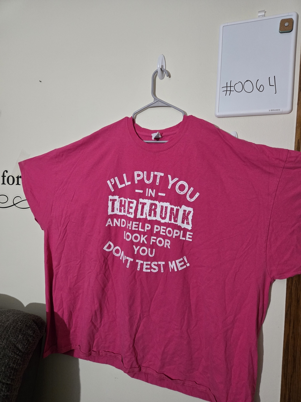 Womens 6XL Pink Graphic Tee - Don't Test Me #0064